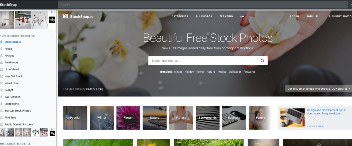Stock Snap 7 webs para descargar fotos grátis